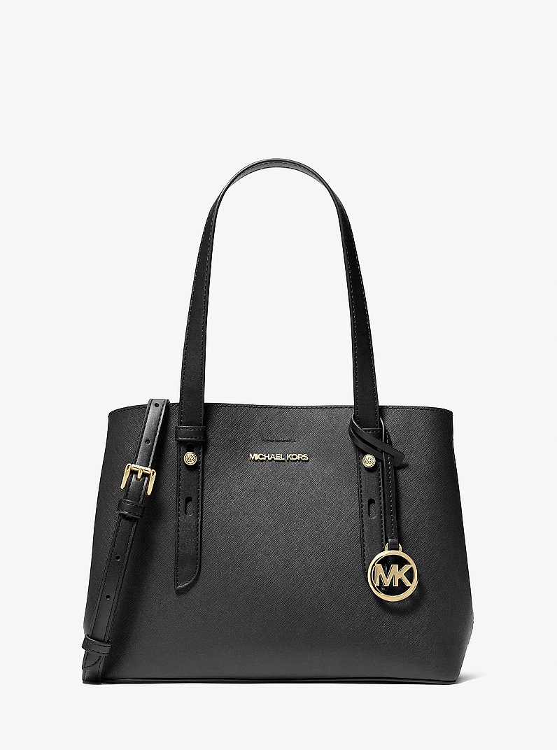 Mel Small Saffiano Leather Tote Bag in BLACK | Michael Kors