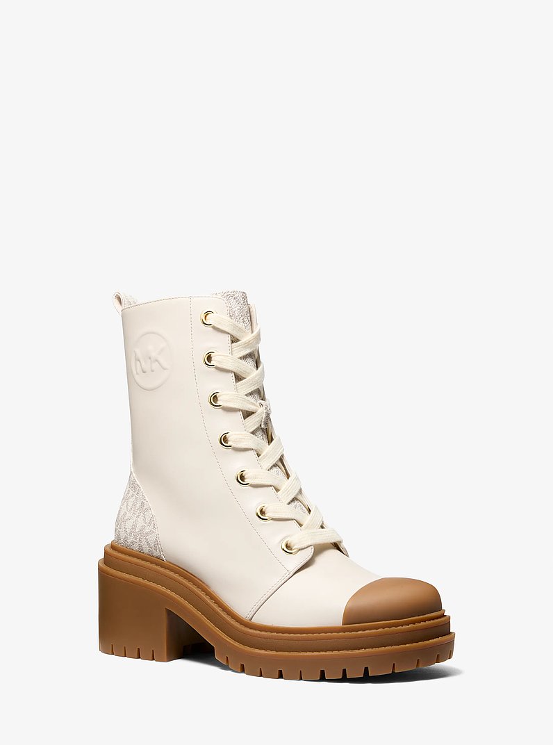 Botte Hanley en cuir avec bande &agrave; logo Signature in VANILLE | Michael Kors
