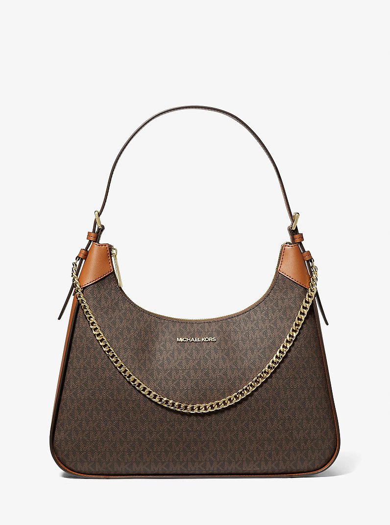 Wilma Large Signature Logo Shoulder Bag in BROWN - Sale | Michael