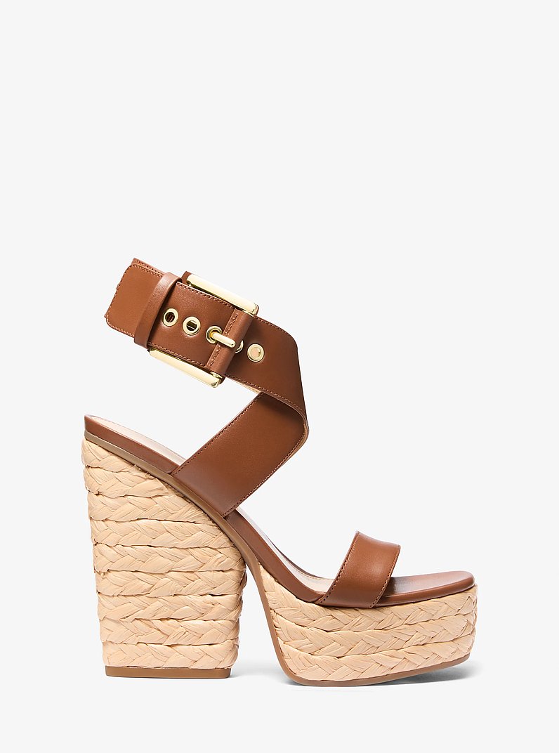 Sandale &agrave; plateforme Rhoda en cuir in LUGGAGE | Michael Kors