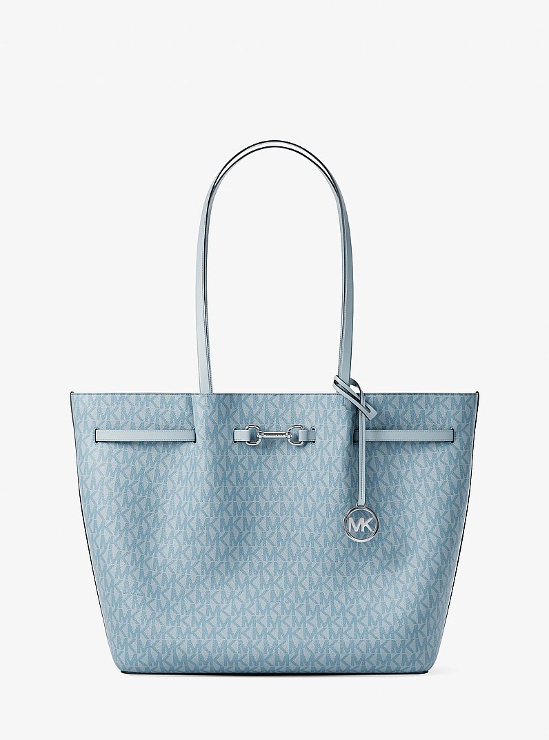 Carson Large Signature Logo Tote Bag in PALE OCEAN | Michael Kors