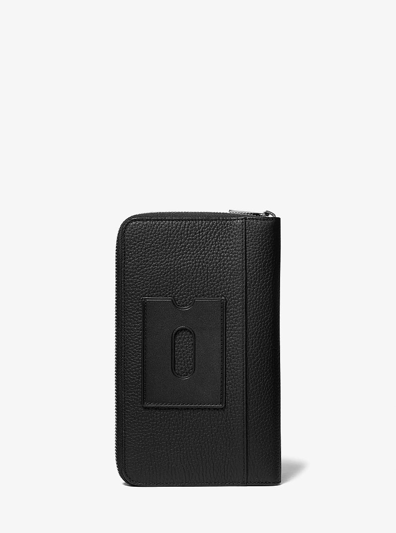 Hudson Pebbled Leather Travel Wallet in BLACK | Michael Kors