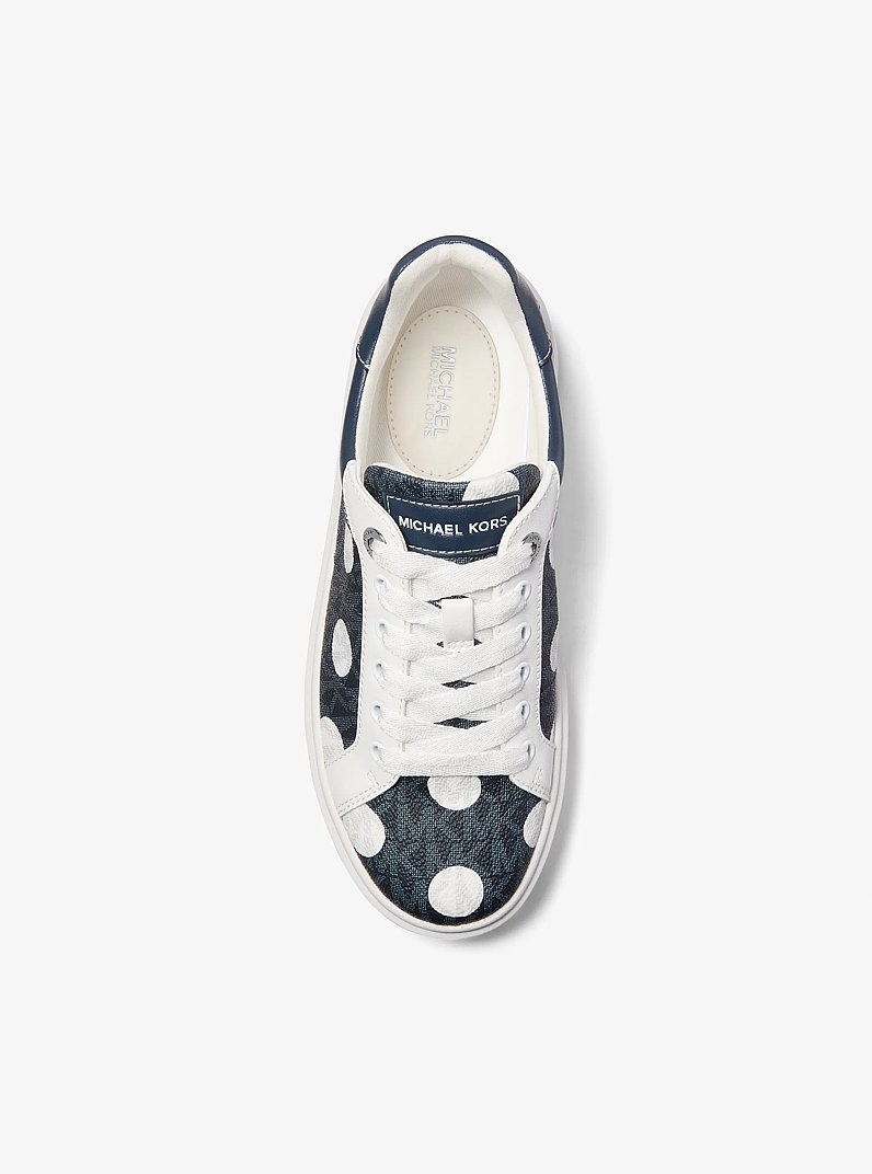 Romey Polka Dot Signature Logo Platform Sneaker in NAVY MULTI | Michael Kors