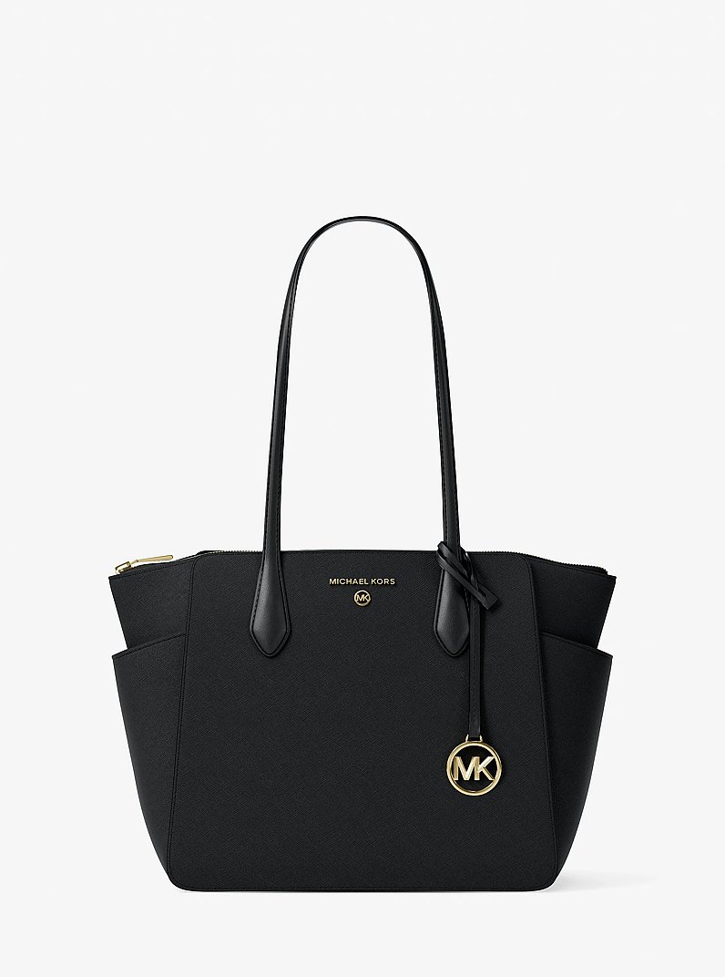 Marilyn Medium Saffiano Leather Tote Bag in BLACK | Michael Kors