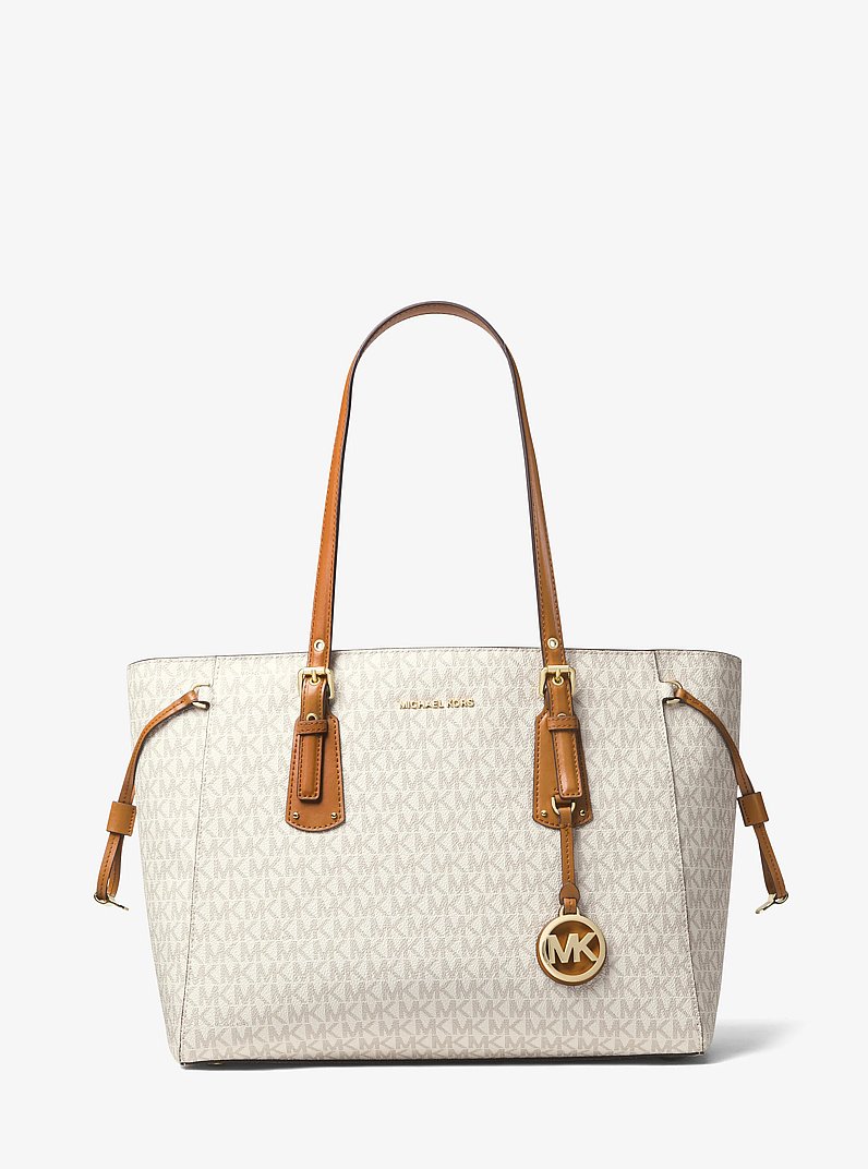 Voyager Medium Logo Tote Bag in VANILLA | Michael Kors