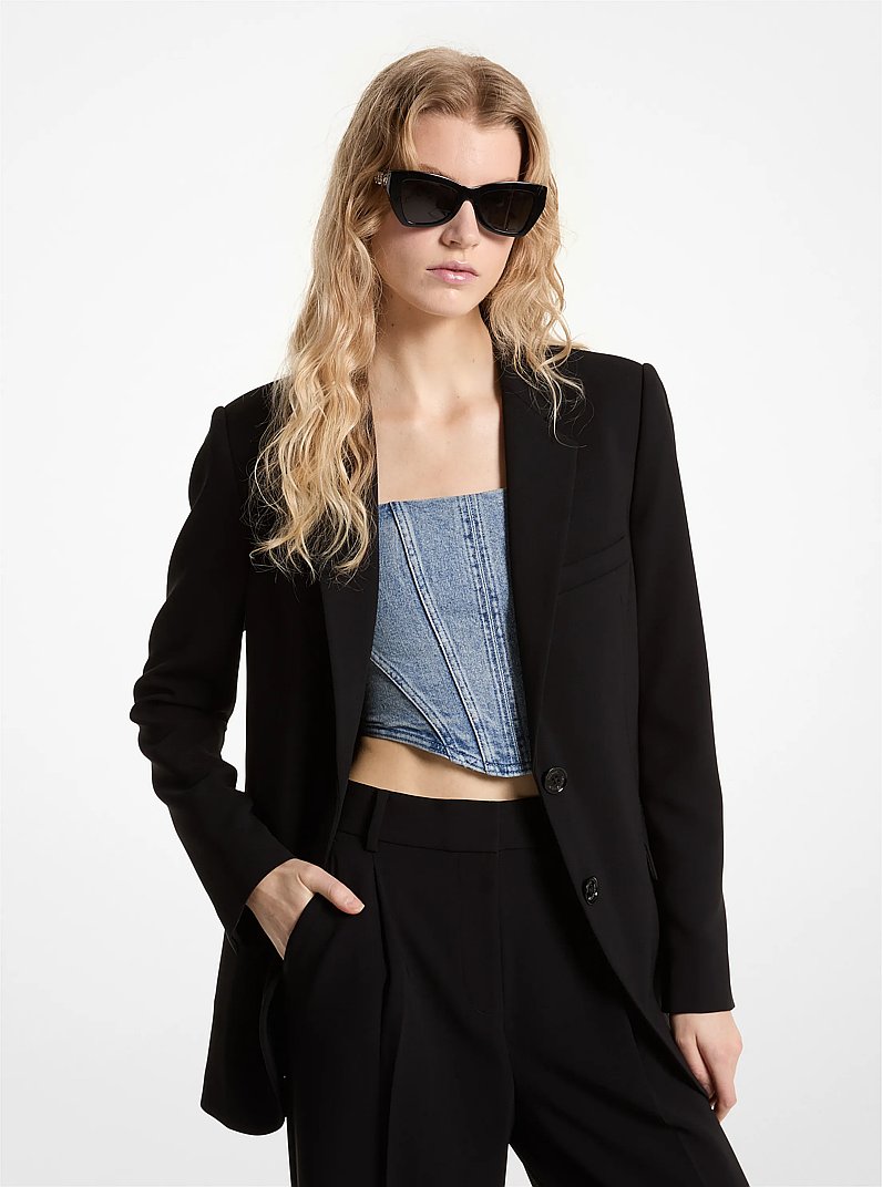 Blazer boyfriend en cr&ecirc;pe in NOIR | Michael Kors