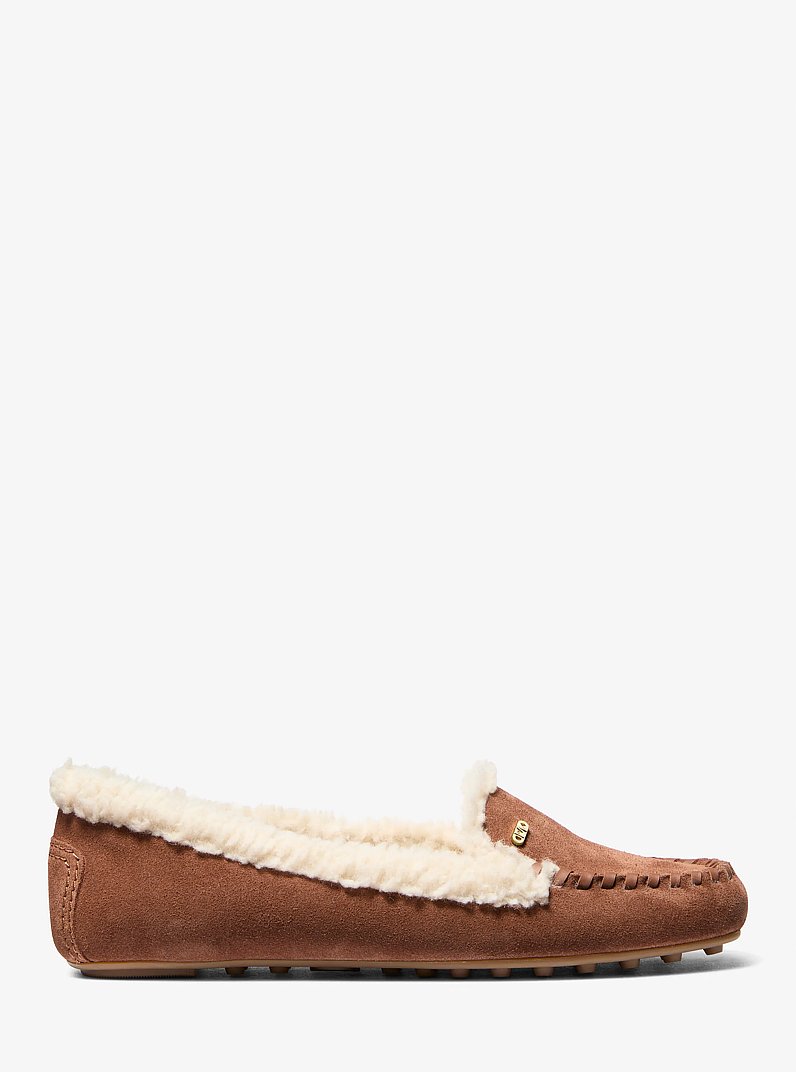 Eve Suede and Faux Shearling Moccasin in LUGGAGE | Michael Kors