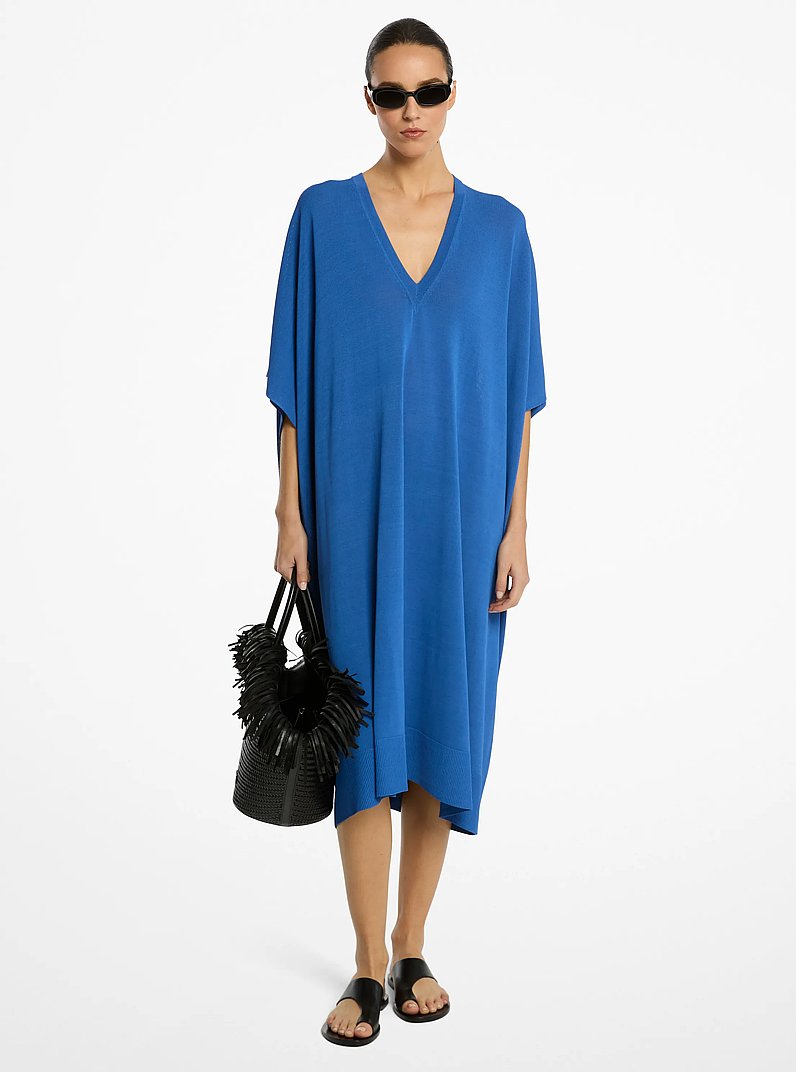Caftan &agrave; col en V en viscose extensible