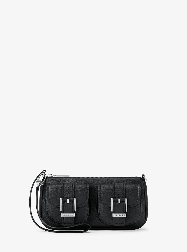 Zoe Small Pebbled Leather Pochette in BLACK | Michael Kors