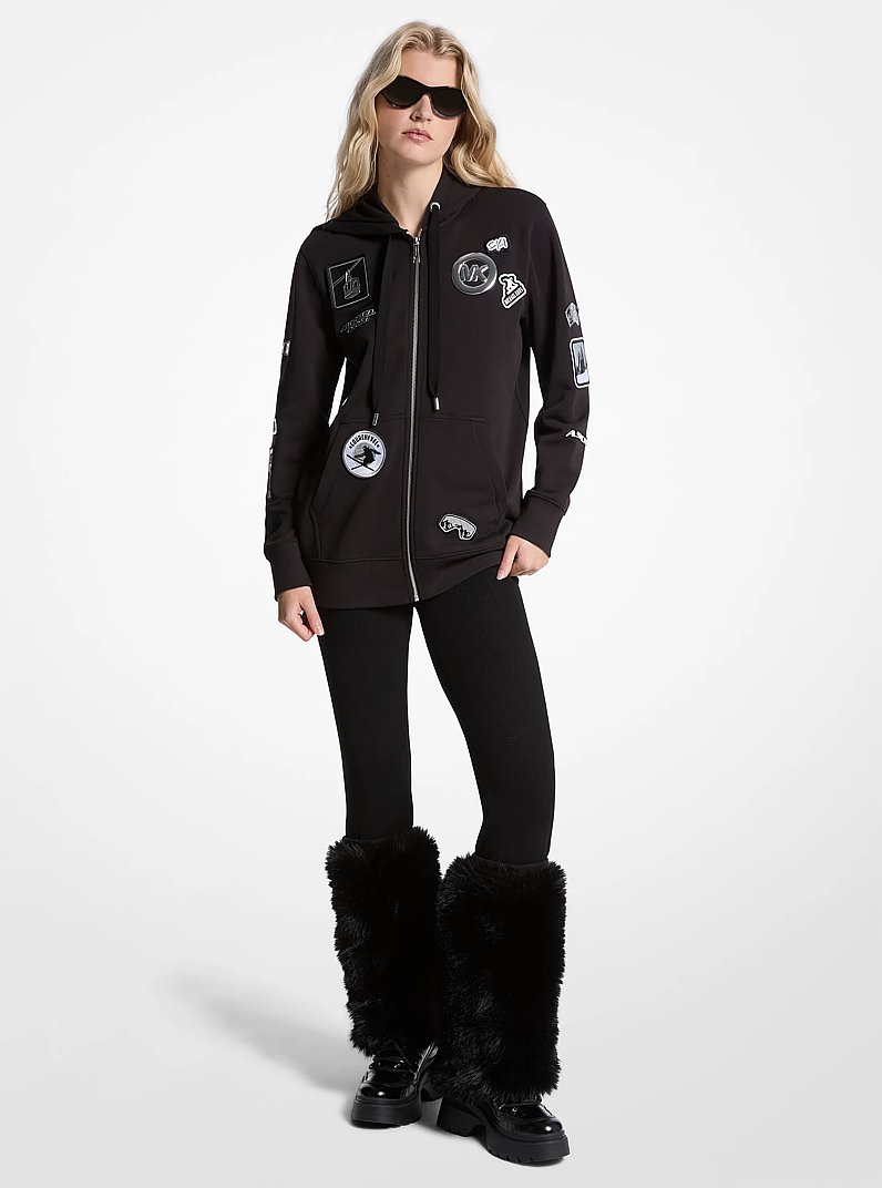 Embellished Cotton Terry Zip-Up Hoodie