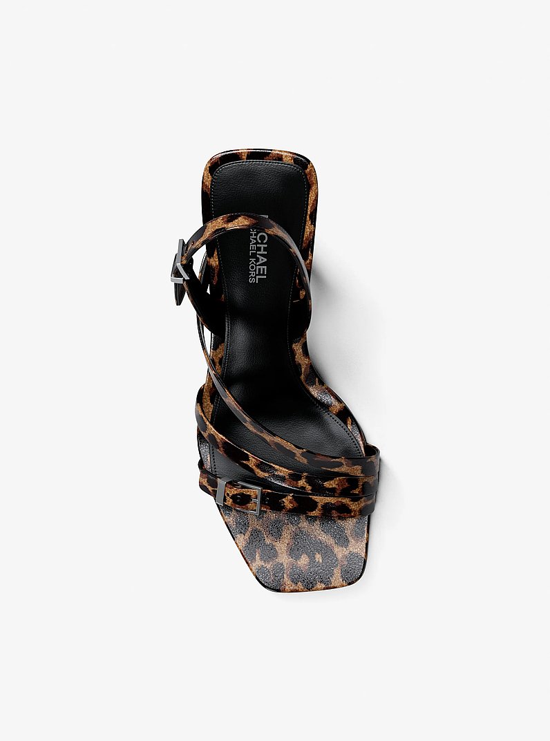 Yvette Leopard Print Sandal in DK CAMEL MLT | Michael Kors
