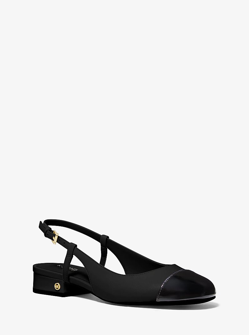 Perla Leather Slingback Flat in BLACK | Michael Kors