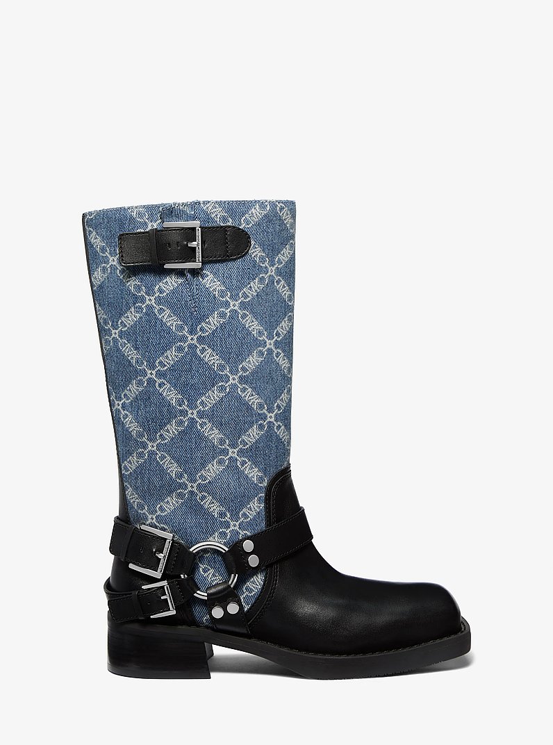 Bikerstiefel Crosby aus Denim mit Empire Diamond-Jacquardmuster