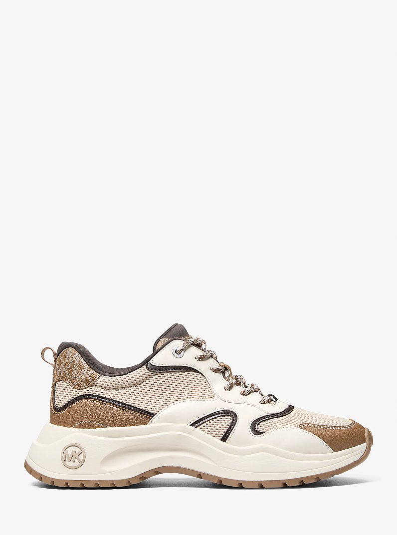 Levie Mixed-Media Trainer in LT SAND MLTI | Michael Kors
