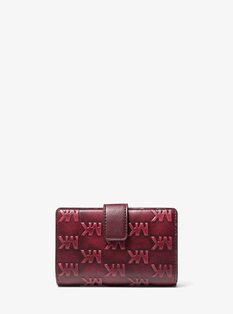 Jet Set Travel Medium Logo Embossed Wallet in MAROON | Michael Kors