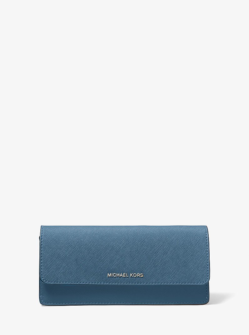 Grand portefeuille Jet Set en cuir Saffiano &agrave; bouton-pression &agrave; l&rsquo;avant in CHAMBRAI FONC&Eacute; | Michael Kors