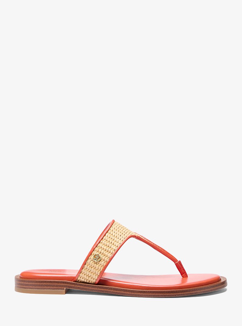 Carson Straw T-Strap Sandal in RED CLAY | Michael Kors