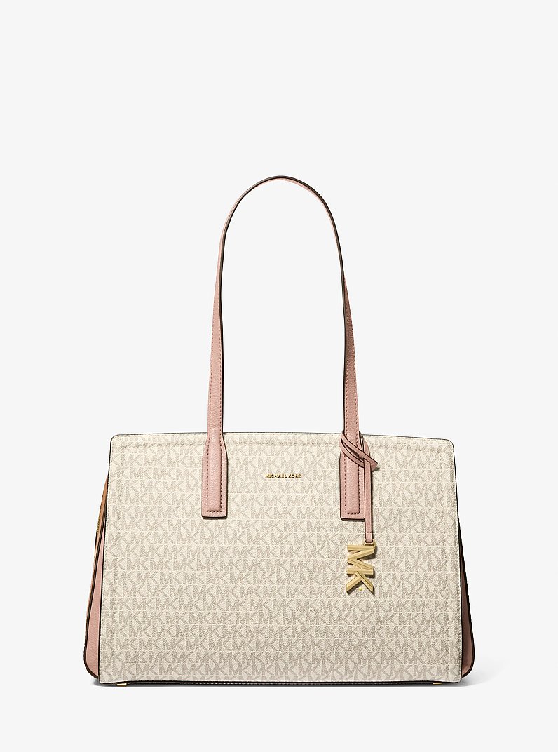 Bolso tote Laila mediano con logotipo exclusivo in VAINILLA/ROSA CLARO | Michael Kors