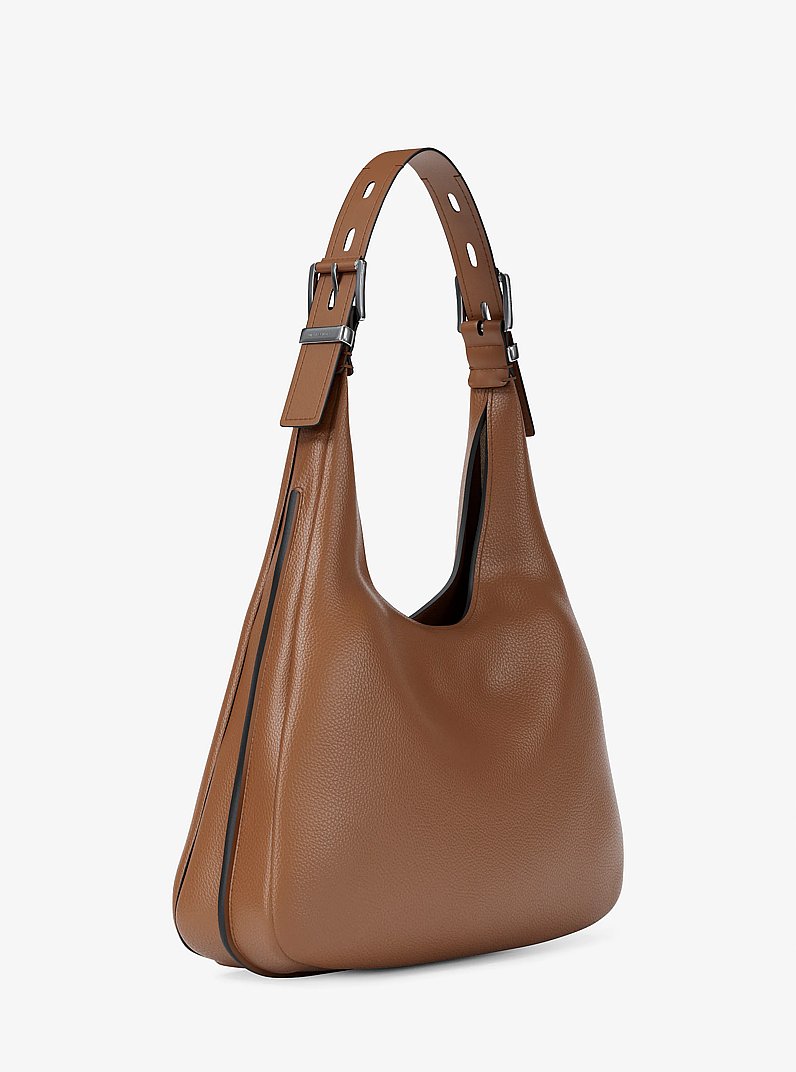 Nolita Large Pebbled Leather Hobo Shoulder Bag in LUGGAGE | Michael Kors