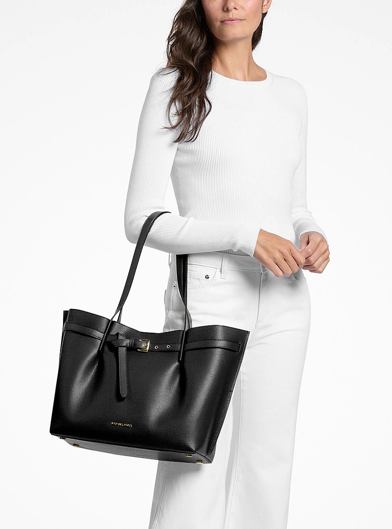 Bolso tote Emilia grande de piel granulada in NEGRO | Michael Kors