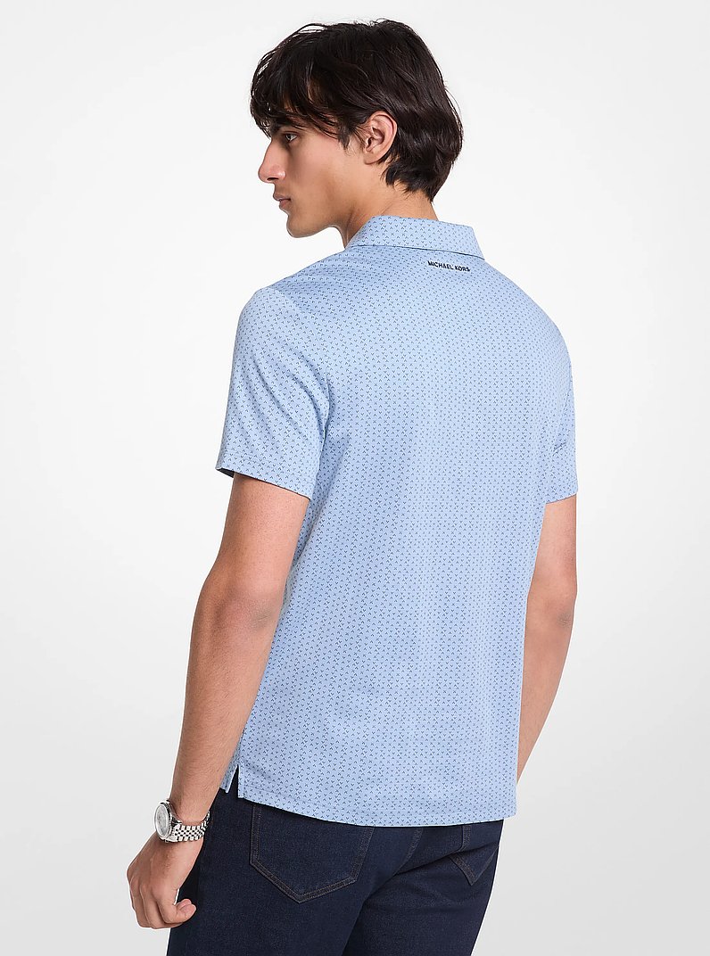 Geo Ditsy Cotton Polo Shirt in CHAMBRAY | Michael Kors