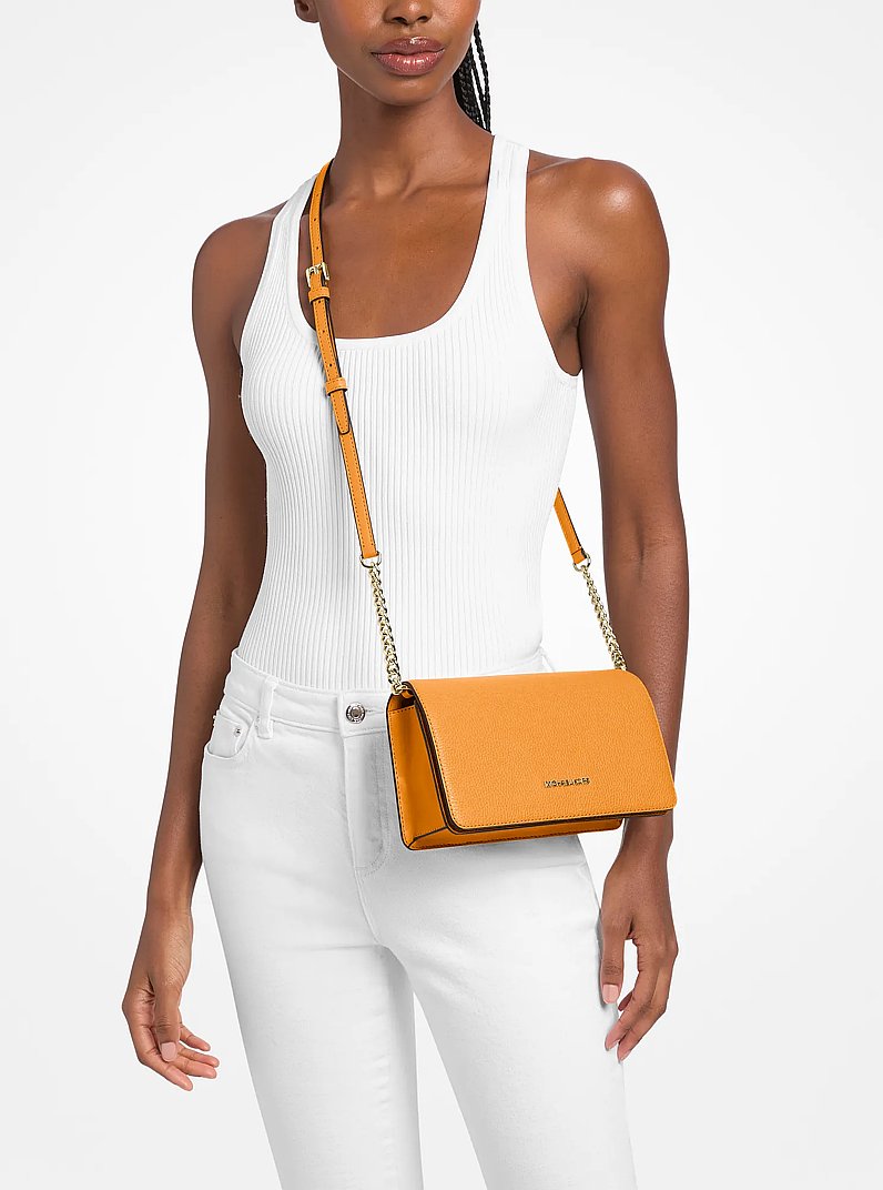 Bandolera Jet Set Travel mediana de piel granulada in NARANJA RADIANTE | Michael Kors