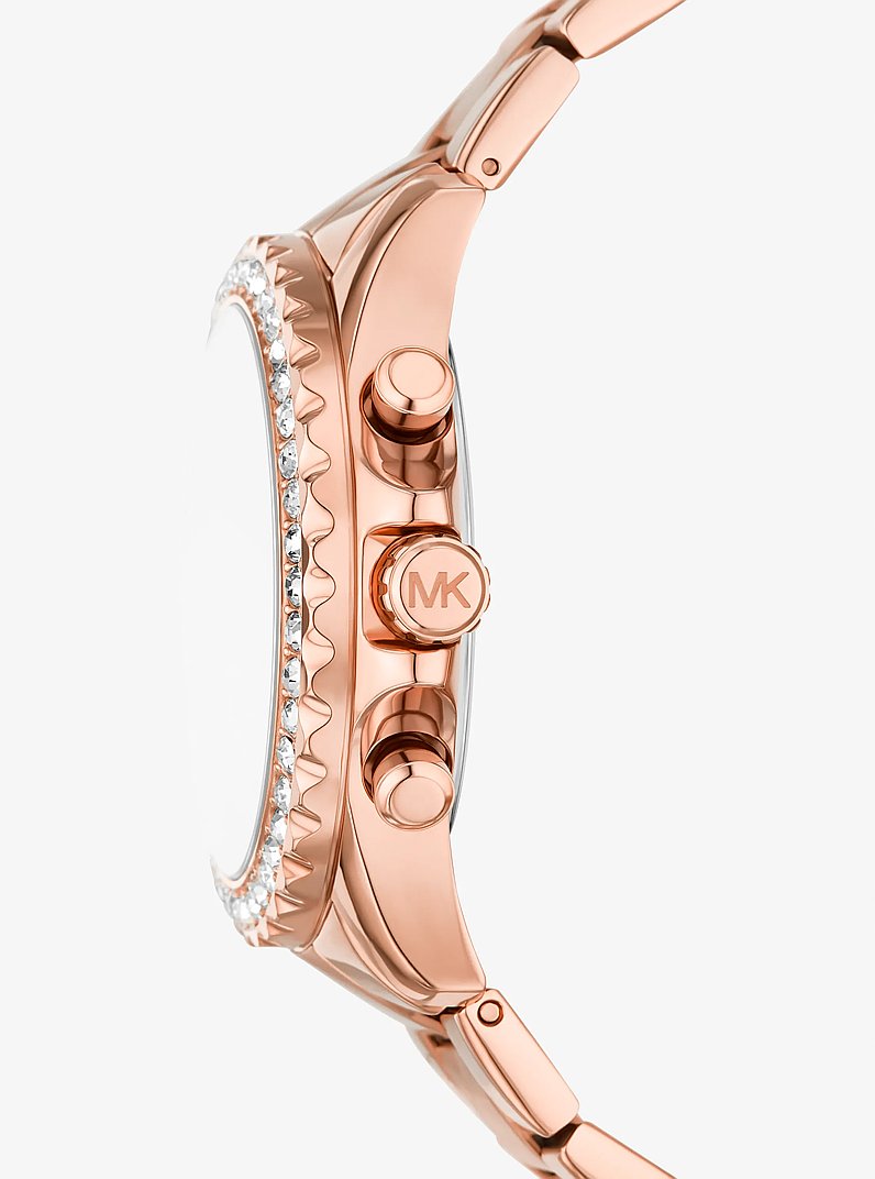 Montre Everest surdimensionn&eacute;e de ton or rose &agrave; pav&eacute; in OR ROSE | Michael Kors
