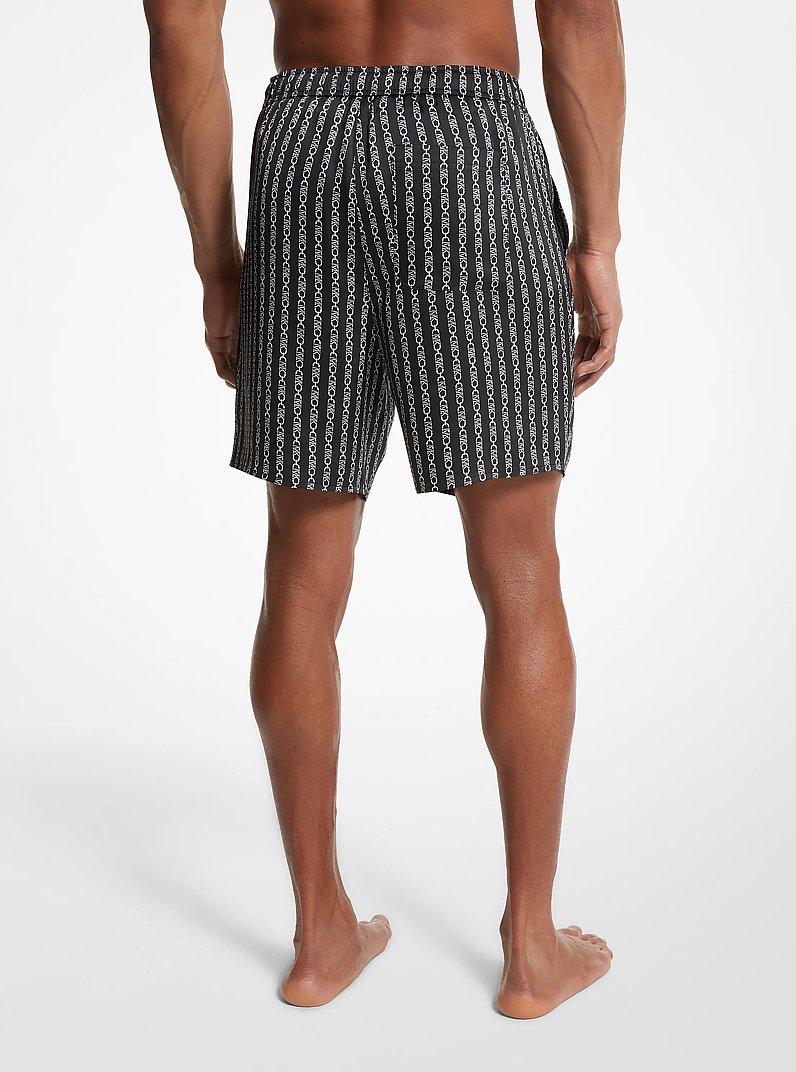 Empire Logo Print Satin Pajama Shorts
