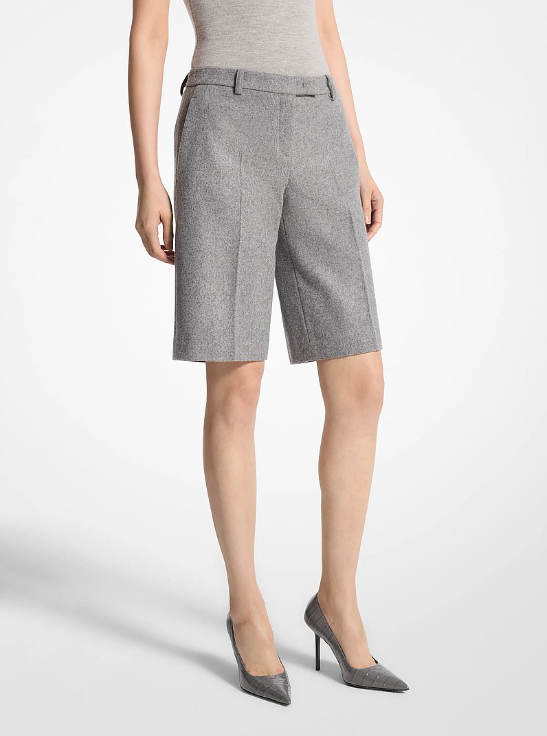 Wool Doeskin Bermuda Shorts in BANKER GREY | Michael Kors