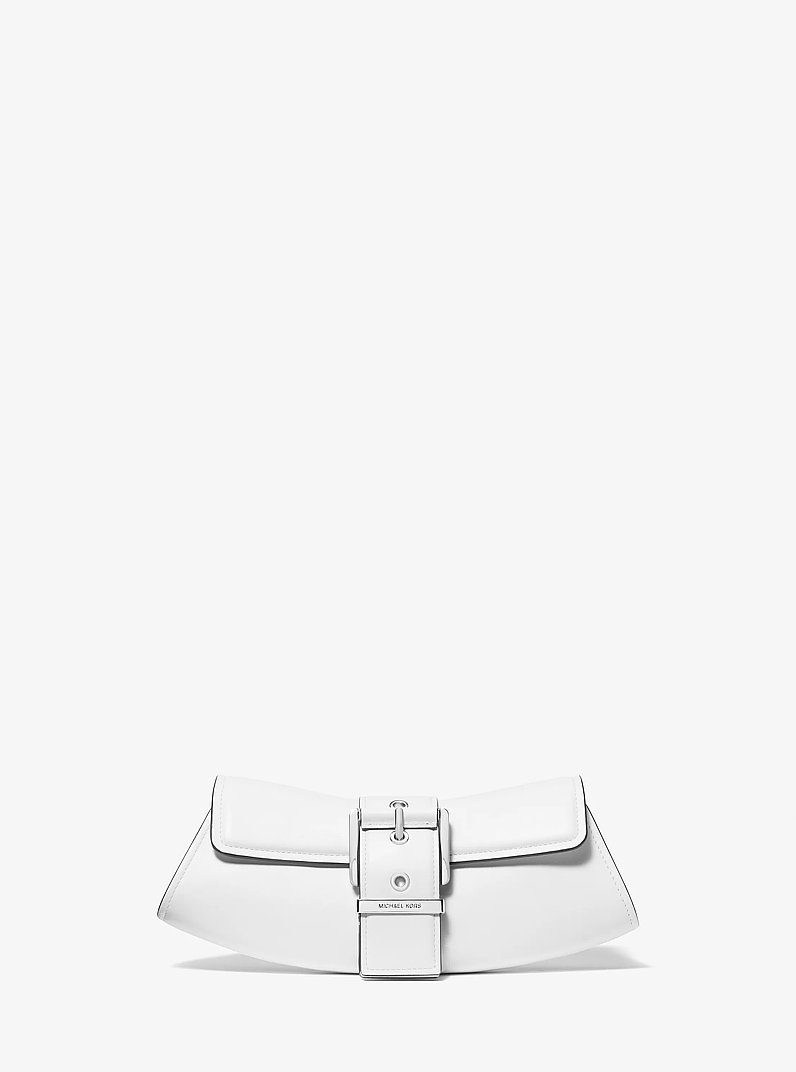 Colby Small Leather Convertible Clutch in OPTIC WHITE | Michael Kors