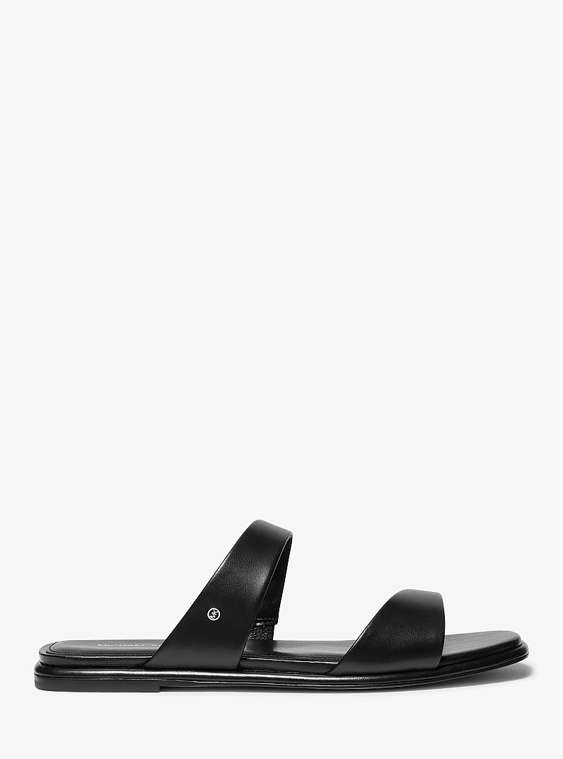 Jaida Leather Sandal in BLACK | Michael Kors