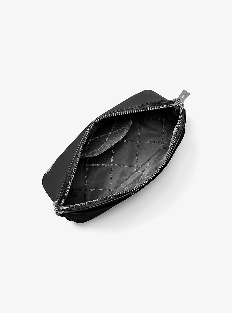 Jet Set Travel Medium Saffiano Leather Dome Crossbody Bag in BLACK | Michael Kors