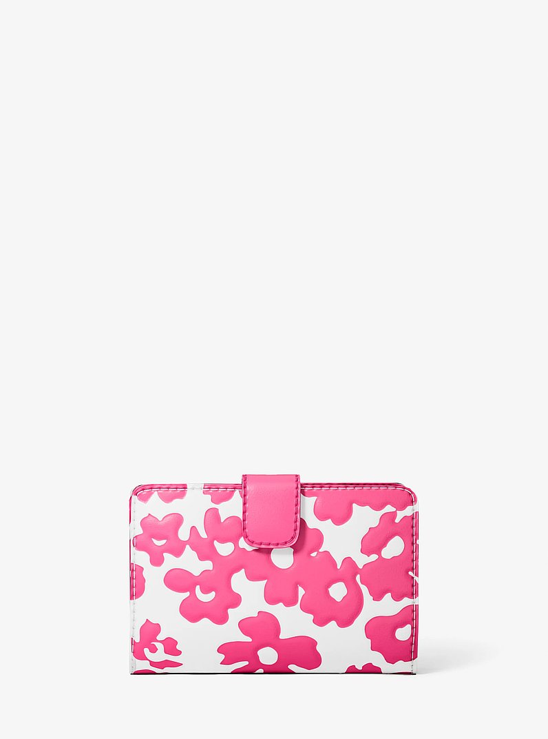 Jet Set Medium Floral Print Bi-Fold Wallet in DRAGONFRUIT | Michael Kors