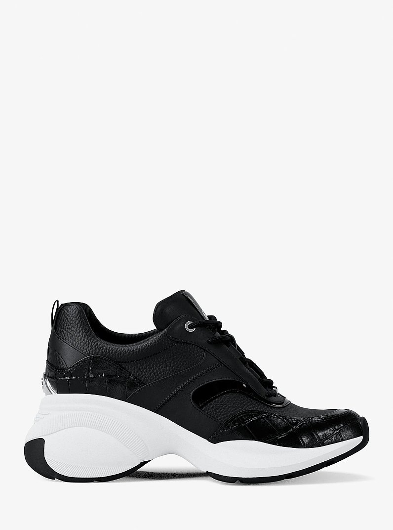 Kaia Mixed-Media Trainer in BLACK | Michael Kors