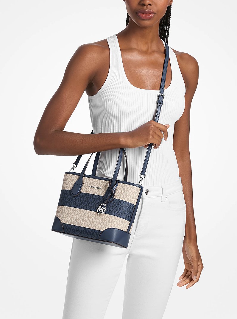 Eva Extra-Small Signature Logo Convertible Crossbody Bag in NAVY | Michael Kors