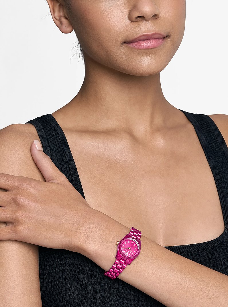 Kleine, pinke Armbanduhr Lexington in limitierter Auflage in WALDBEERE | Michael Kors