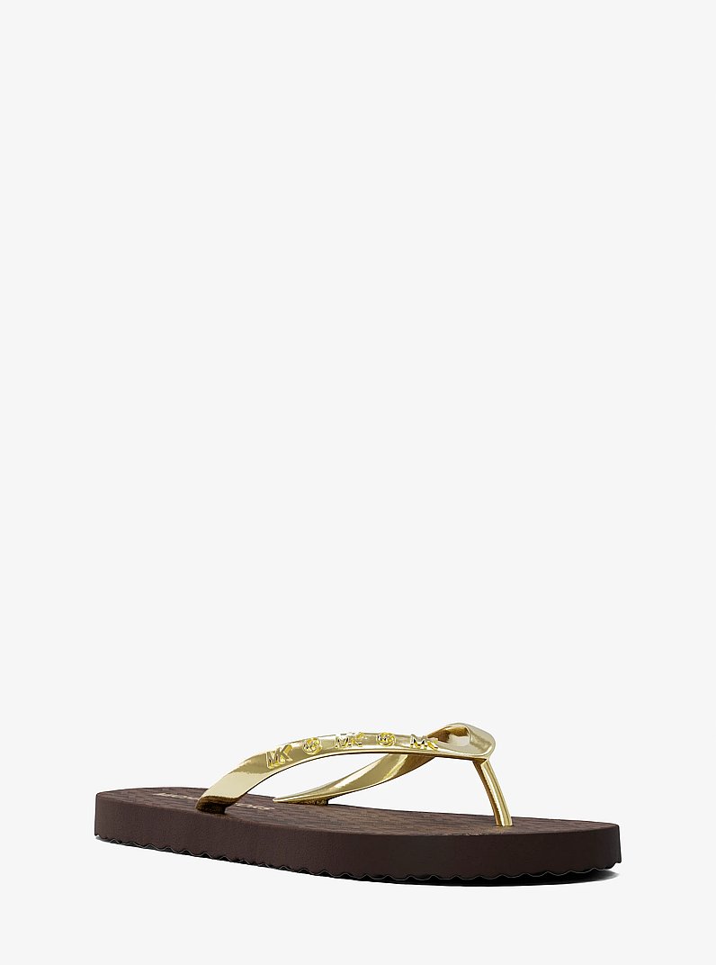 Signature Logo Flip Flops in BROWN | Michael Kors