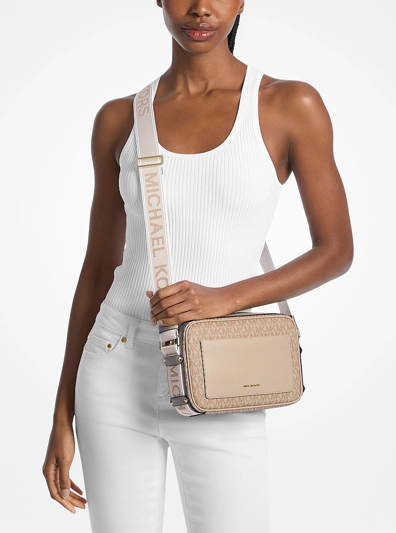 Maeve Large Signature Logo Crossbody Bag in KHAKI | Michael Kors