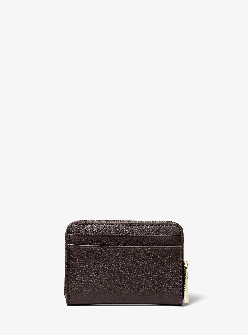 Jet Set Small Pebbled Leather Zip-Around Card Case in CHOCOLATE | Michael Kors