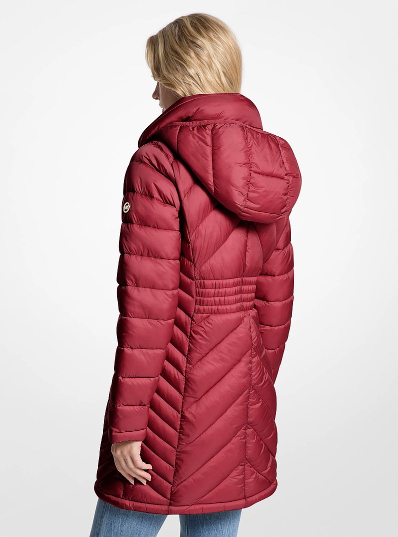 Packable Quilted Nylon Puffer Coat in CHERRY | Michael Kors