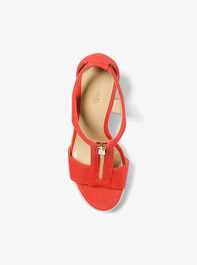Berkley Canvas Wedge Sandal in SPICED CORAL | Michael Kors