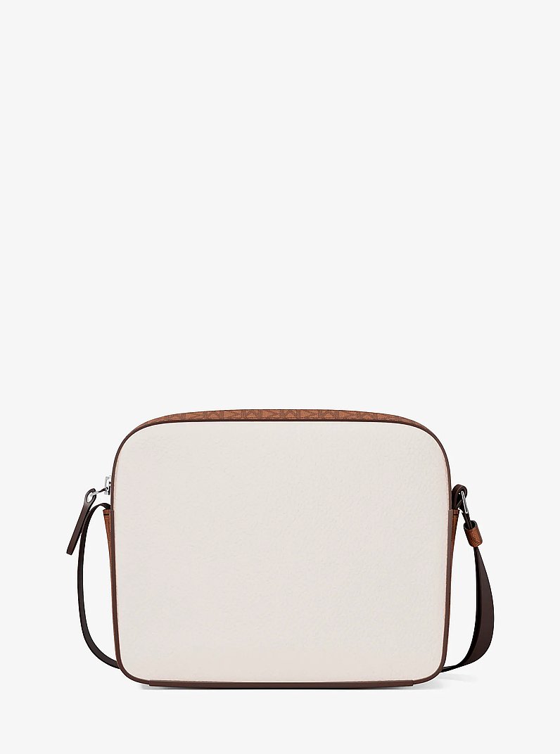 Cooper Medium Pebbled Leather and Signature Logo Camera Crossbody Bag in LT CRM/LUGG | Michael Kors