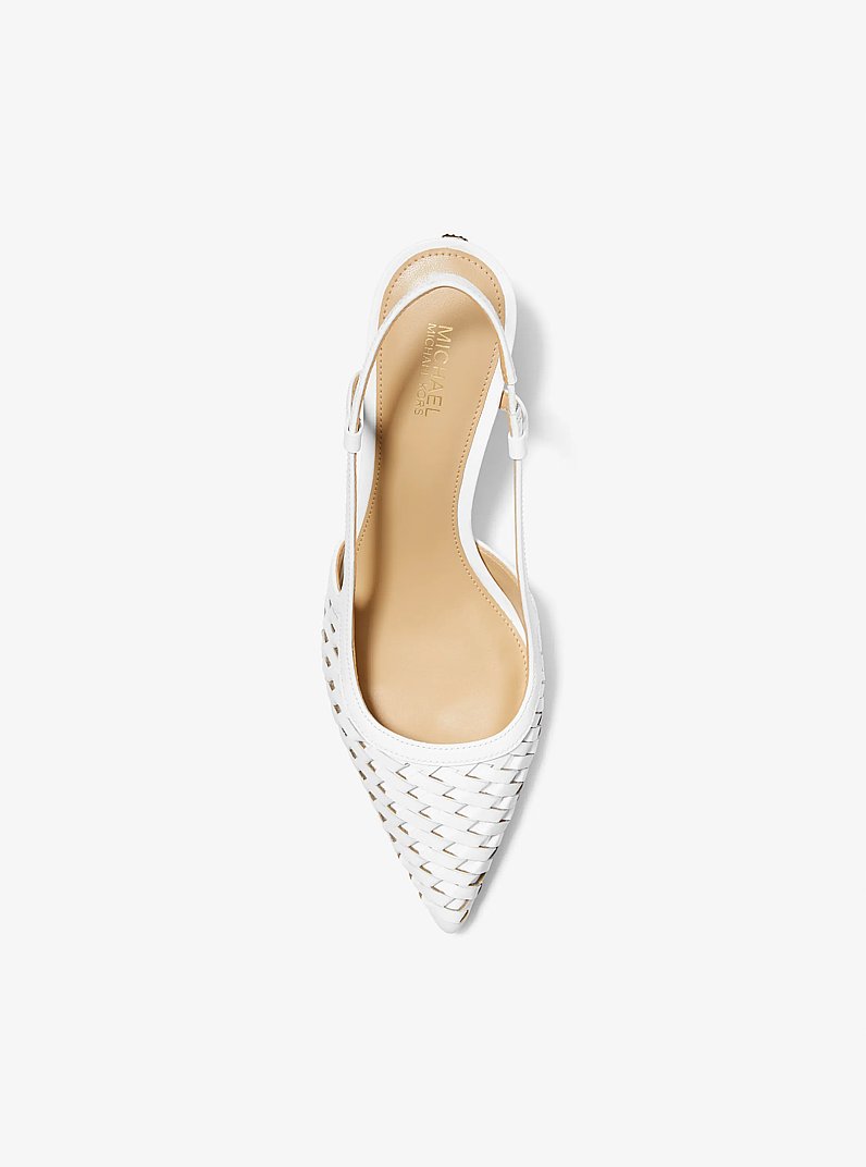 Alora Hand-Woven Leather Slingback Pump in OPTIC WHITE | Michael Kors