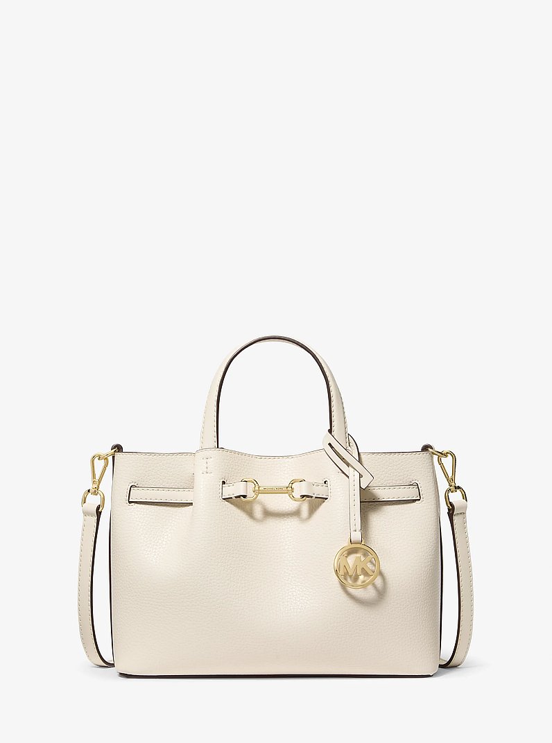 Carson Small Pebbled Leather Satchel in LT CREAM | Michael Kors