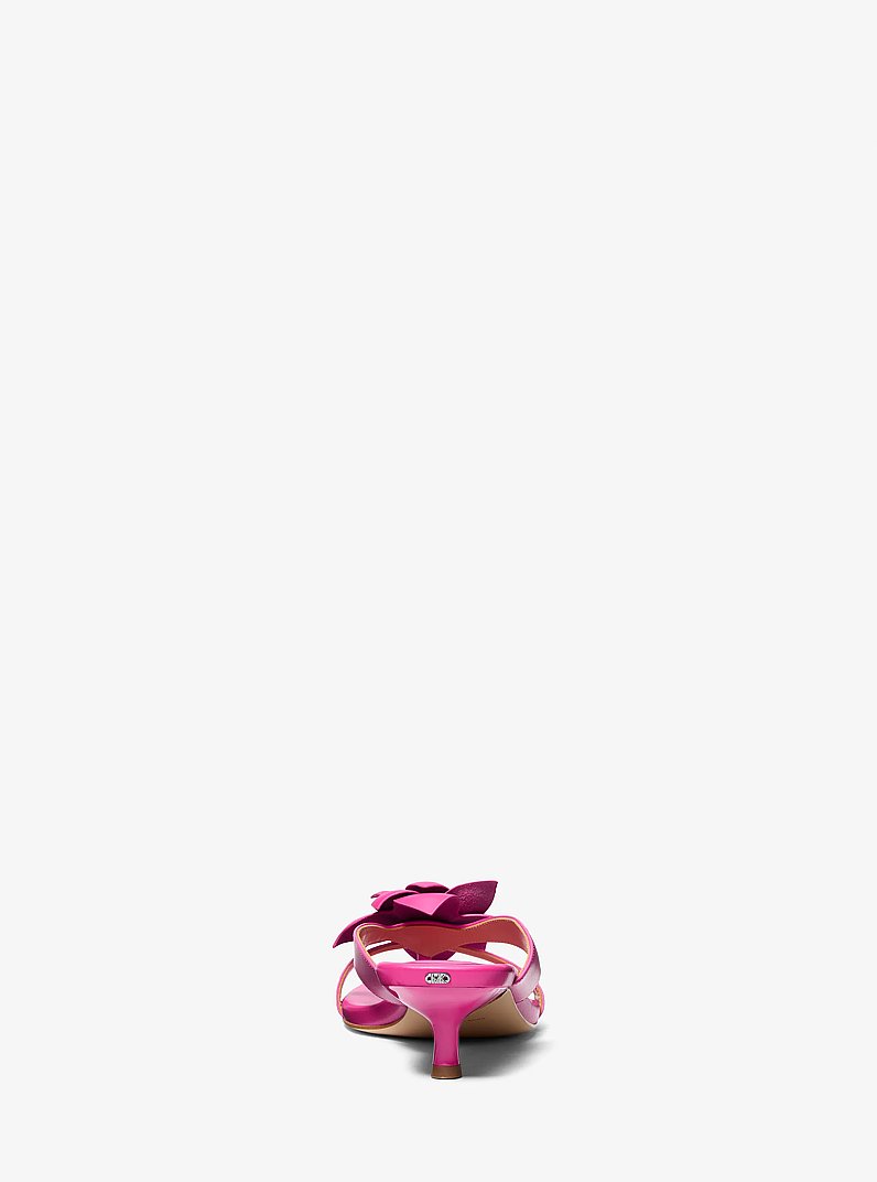 Jacie Floral Embellished Leather Kitten Heel Sandal in RASPBERRY | Michael Kors