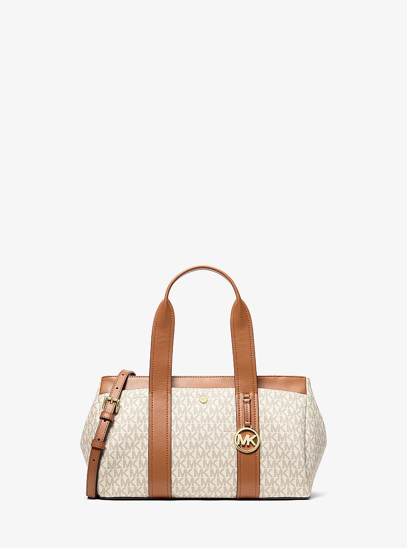 Foster Small Signature Logo Satchel in VANILLA/ACORN | Michael Kors