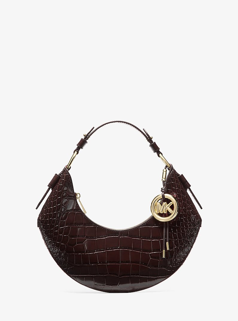 Bolso de hombro Koa mediano de piel con motivo de cocodrilo en relieve in CHOCOLATE | Michael Kors