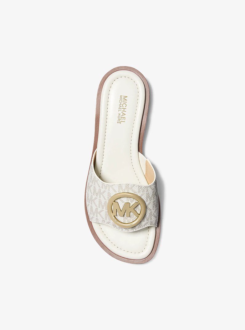 Hannah Signature Logo Slide Sandal in VANILLA | Michael Kors