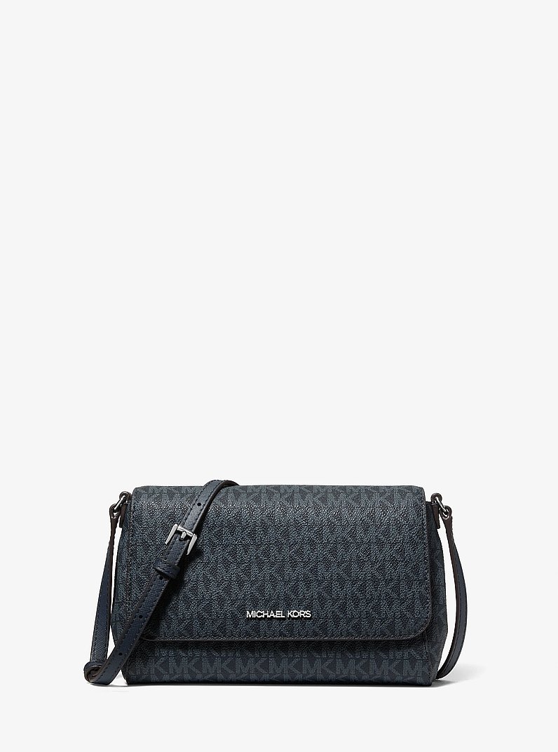 Medium Signature Logo Convertible Crossbody Bag in NAVY - Sale