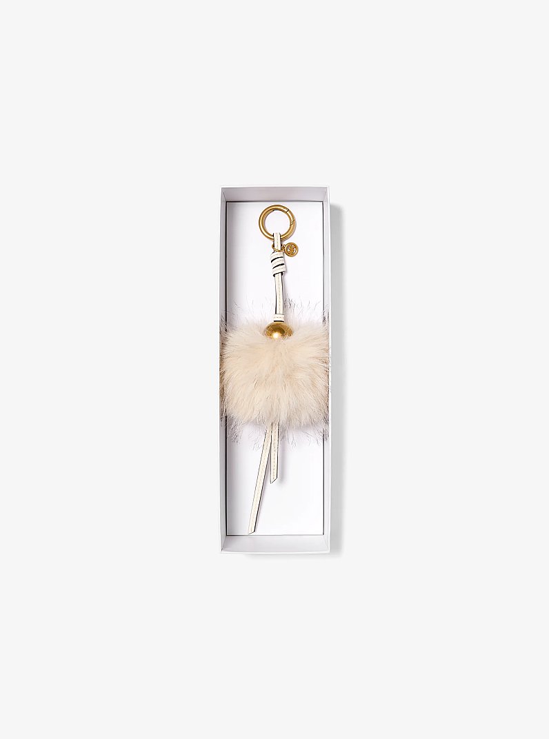 Gold-Tone Bead and Faux Fur Bag Charm in NATURAL COMBO | Michael Kors
